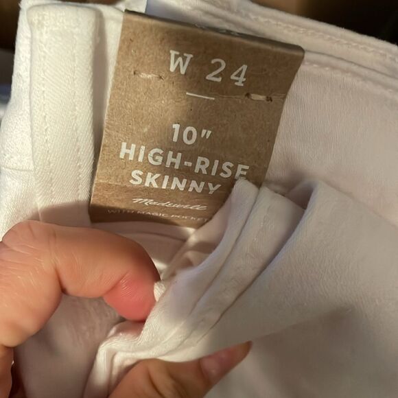 Madewell White 10" High-Rise Jeans Summer Strecth Crop Ankle Denim Pants - Picture 11 of 11